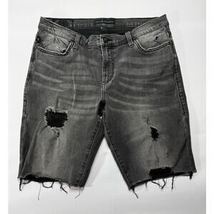 Rock & Republic Women's Distressed Cut Off Gray Denim Shorts - Size 14M (34x10)